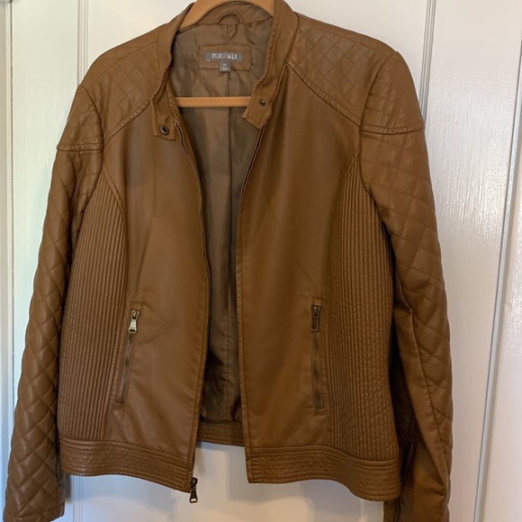 Roz and Ali Snap Collar Jacket Soft Faux Leather Quilted Lined Details Biker XL - Picture 4 of 10